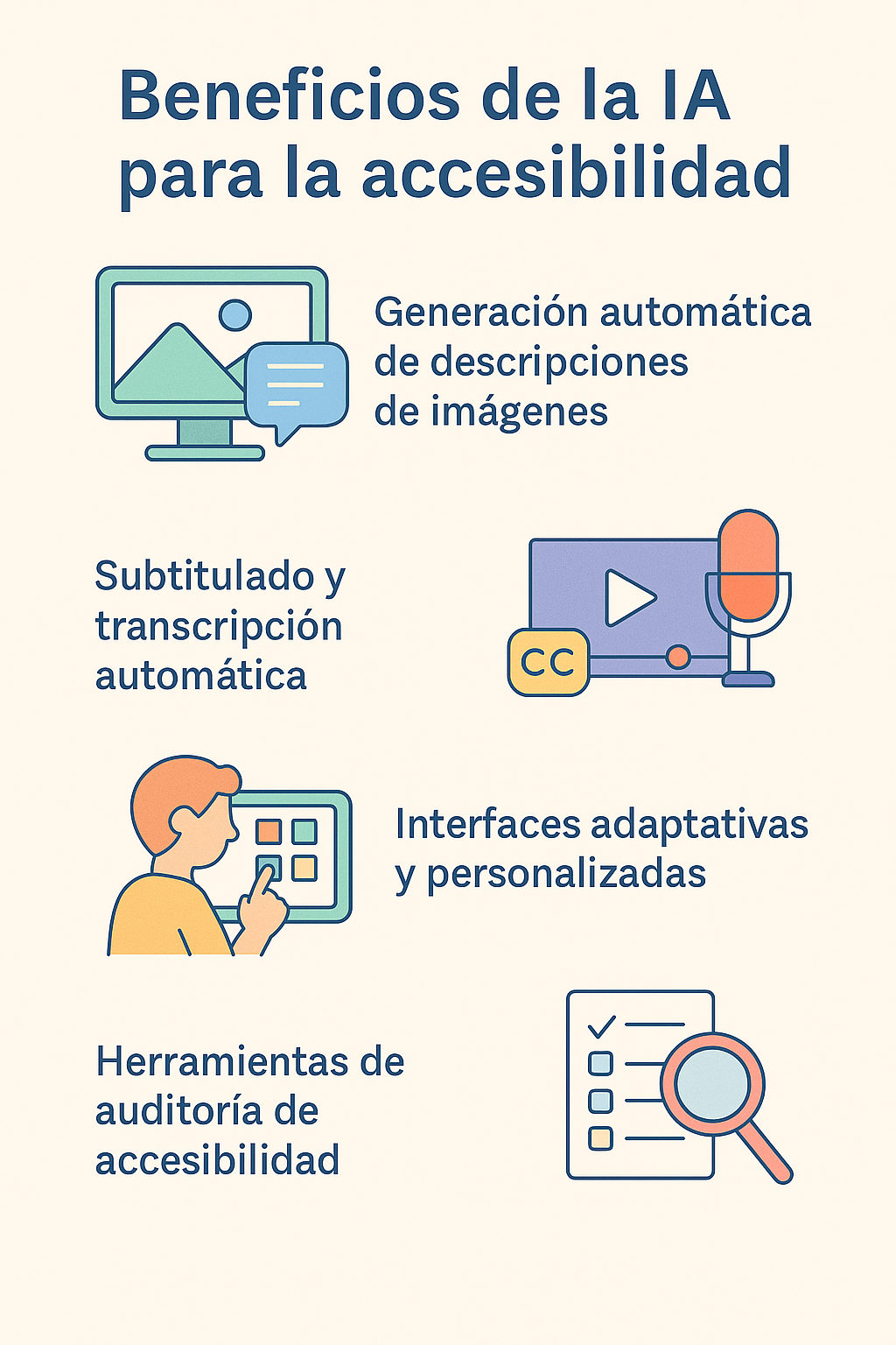 Infografía sobre beneficios de la IA en la accesibilidad